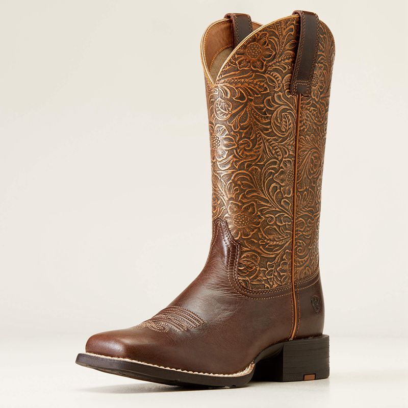 Ariat Round Up Wide Square Toe Western Boot Brązowe Polska | IAZPNO-834