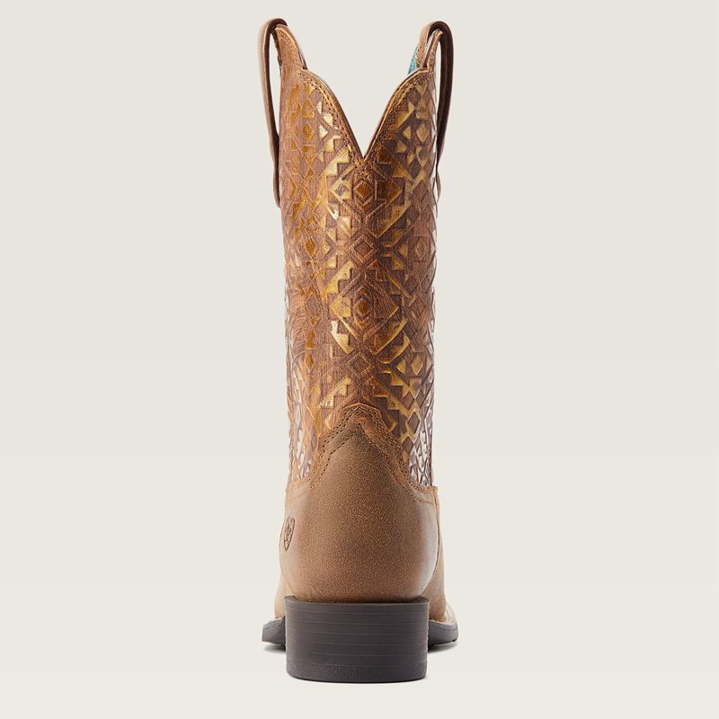 Ariat Round Up Wide Square Toe Western Boot Brązowe Polska | BSMAWR-534