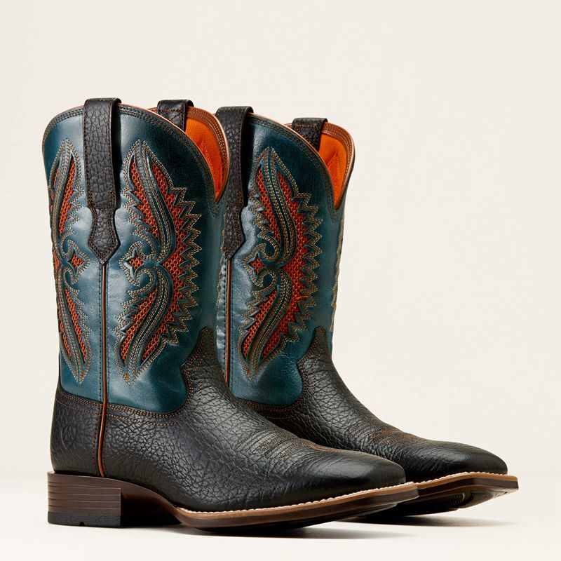 Ariat Rowder Venttek 360° Cowboy Boot Black/Dark Teal Polska | ZPDAGR-753