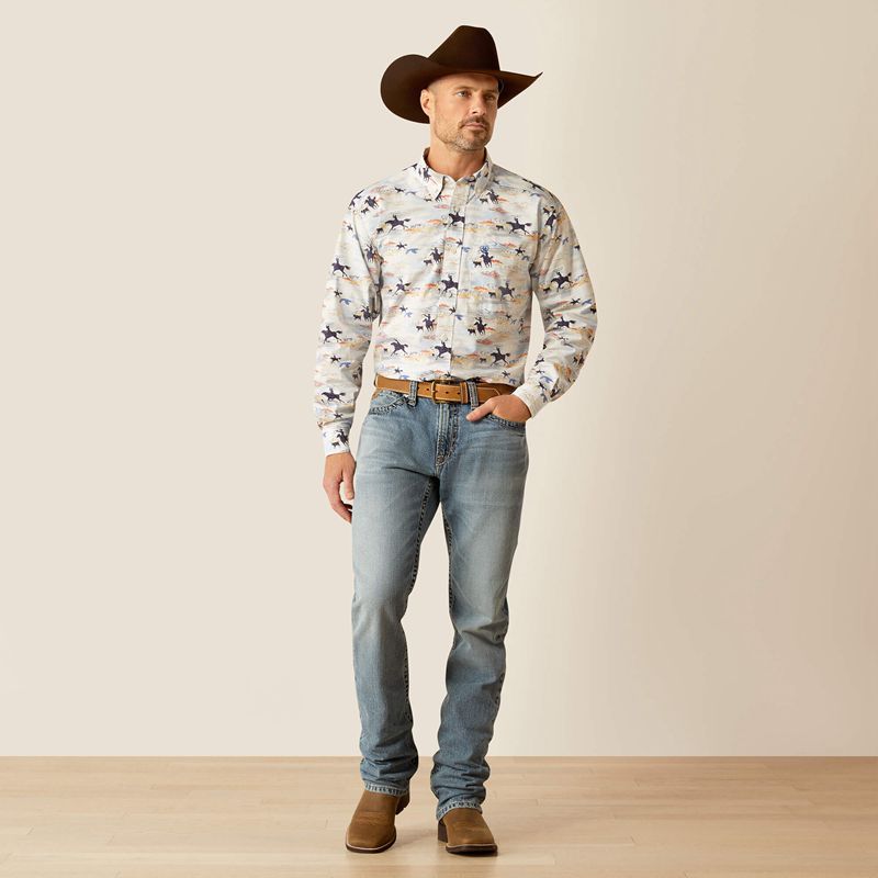 Ariat Ryker Classic Fit Shirt Głęboka Niebieskie Polska | YHEUTR-103