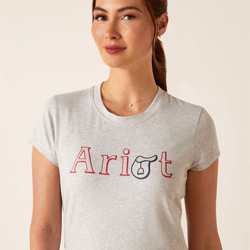 Ariat Saddle T-Shirt Szare Polska | JOFVQT-610