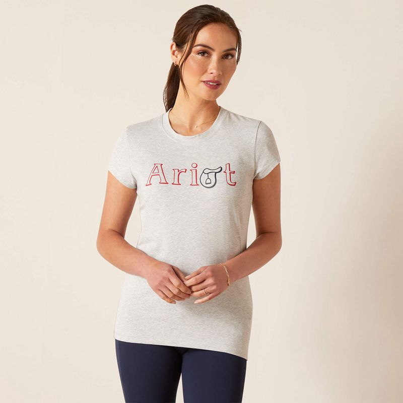 Ariat Saddle T-Shirt Szare Polska | JOFVQT-610