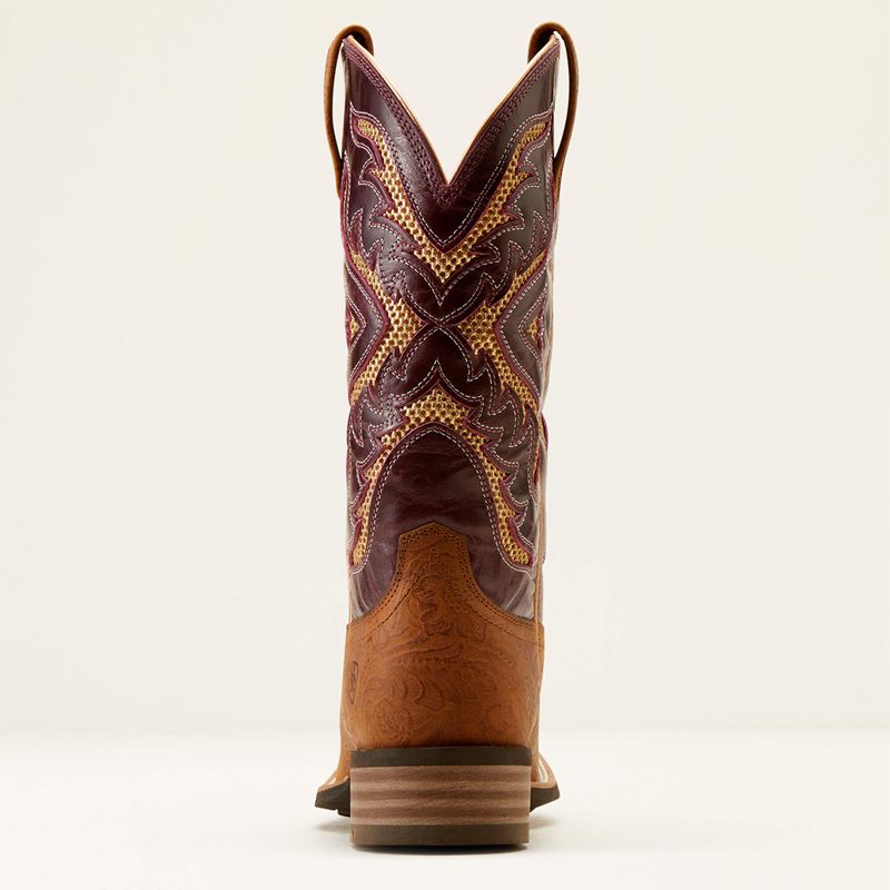 Ariat San Angelo Venttek 360 Western Boot Tooled Toasted Almond/Aged Merlot Polska | UCTKXW-437