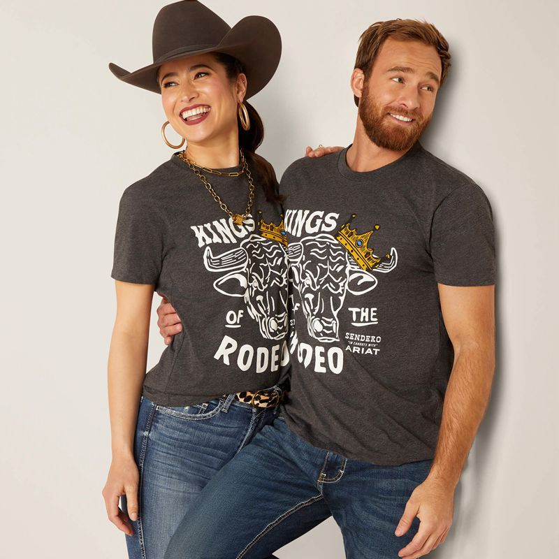 Ariat Sendero King Cow T-Shirt Charcoal Heather Polska | ZFJTQW-510