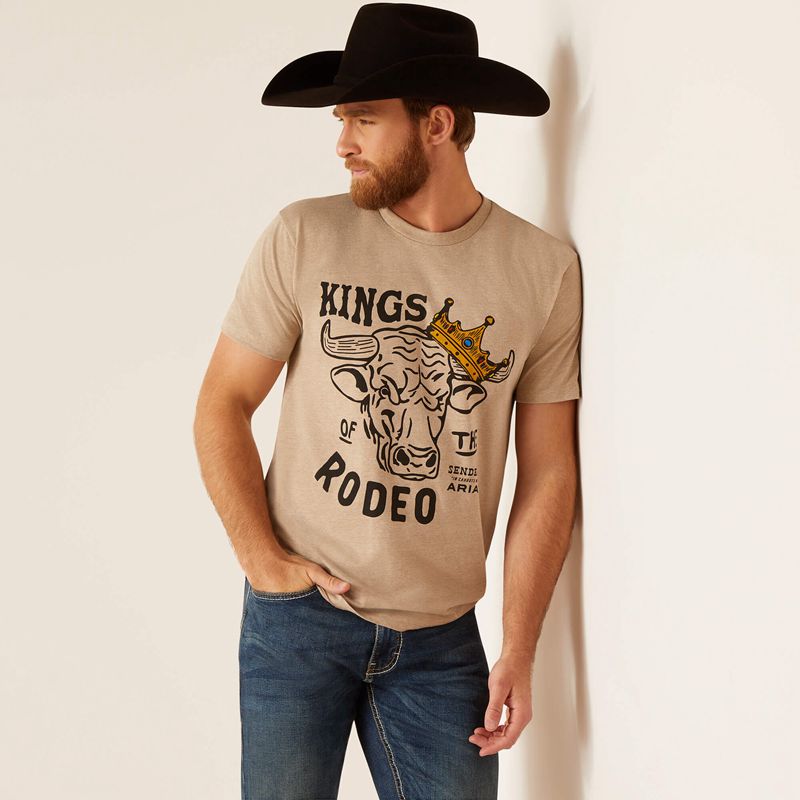 Ariat Sendero King Cow T-Shirt Oatmeal Heather Polska | BCTDYL-421