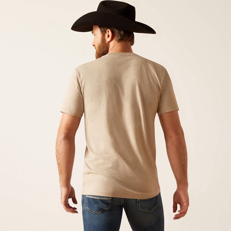 Ariat Sendero King Cow T-Shirt Oatmeal Heather Polska | BCTDYL-421