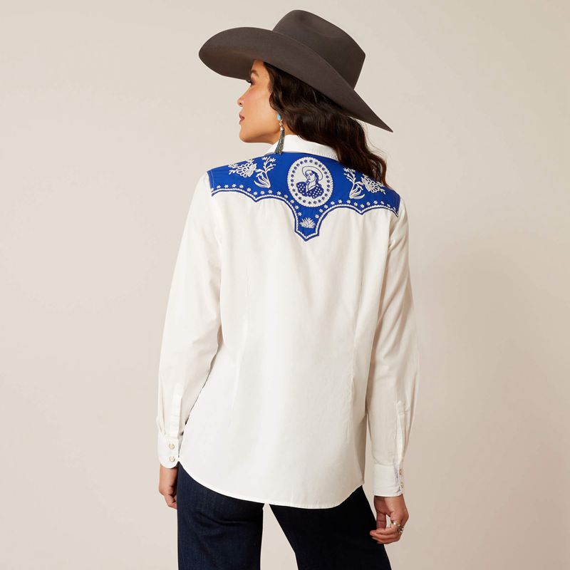 Ariat Sendero Senorita Shirt Blanc Polska | UKAPWH-319