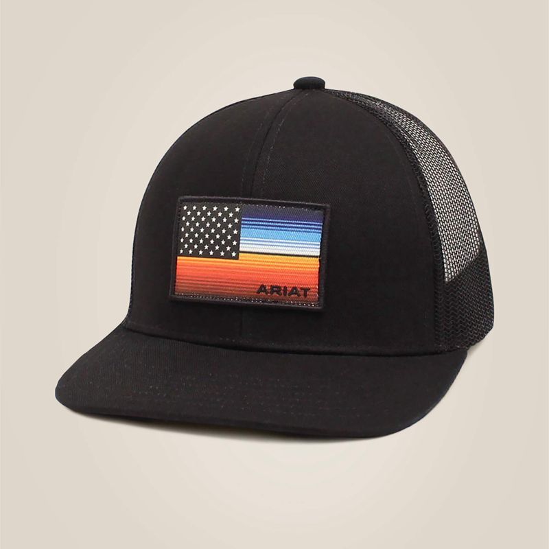 Ariat Serape Flag Cap Czarne Polska | YRUQOM-439