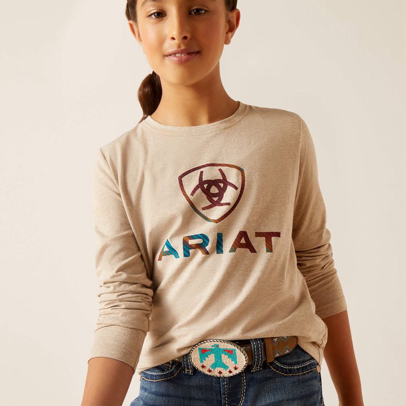 Ariat Serape Shield Shirt Oatmeal Heather Polska | GKCFIX-620