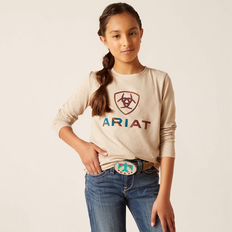 Ariat Serape Shield Shirt Oatmeal Heather Polska | GKCFIX-620