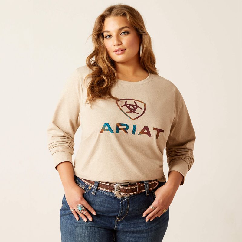 Ariat Serape Shield Tee Oatmeal Polska | HCJDAM-472