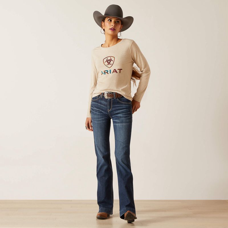 Ariat Serape Shield Tee Oatmeal Polska | HCJDAM-472