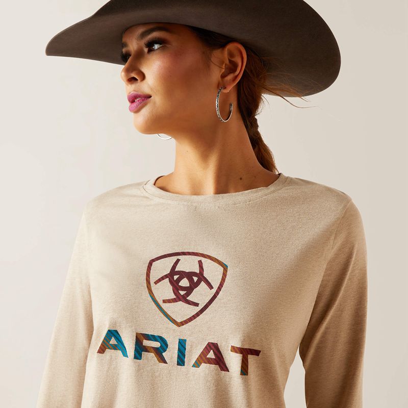 Ariat Serape Shield Tee Oatmeal Polska | HCJDAM-472