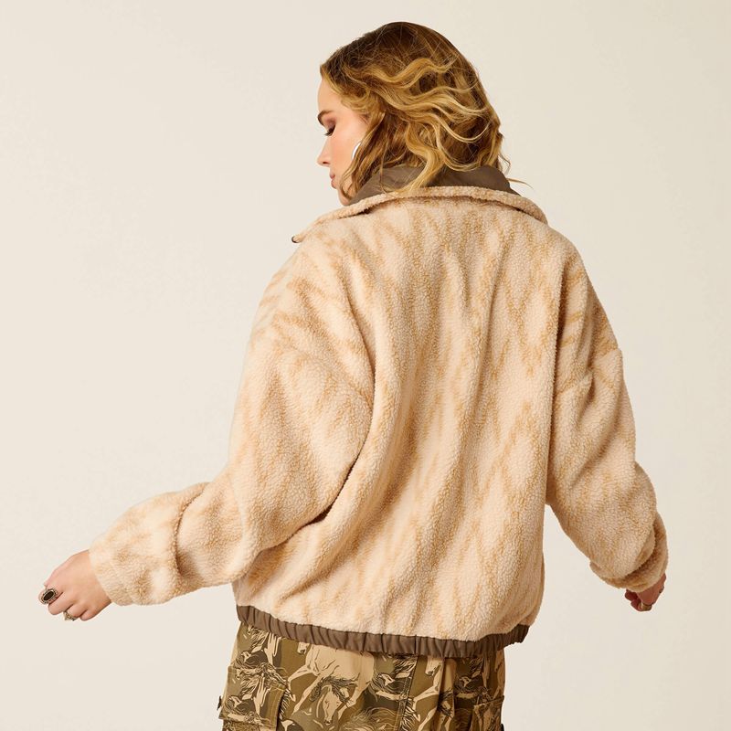 Ariat Sherpa Blocked Jacket Tonal Sand Print Polska | JYDWHT-897