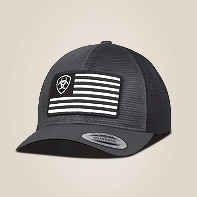 Ariat Shield Flag Mesh Cap Gray Polska | WXRDJZ-360