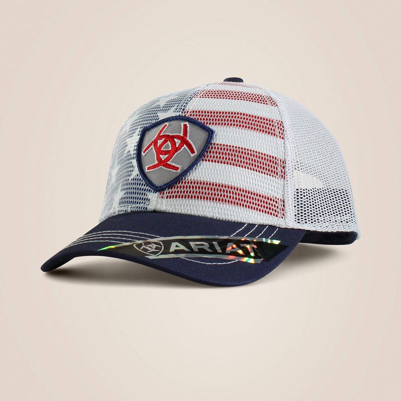 Ariat Shield Patch Cap Białe Polska | WDLJPC-156