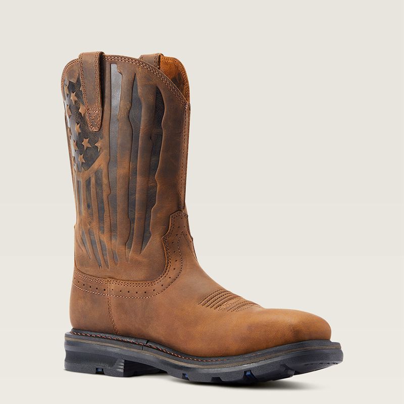 Ariat Sierra Shock Shield Patriot Steel Toe Work Boot Brązowe Polska | KXQWAS-235