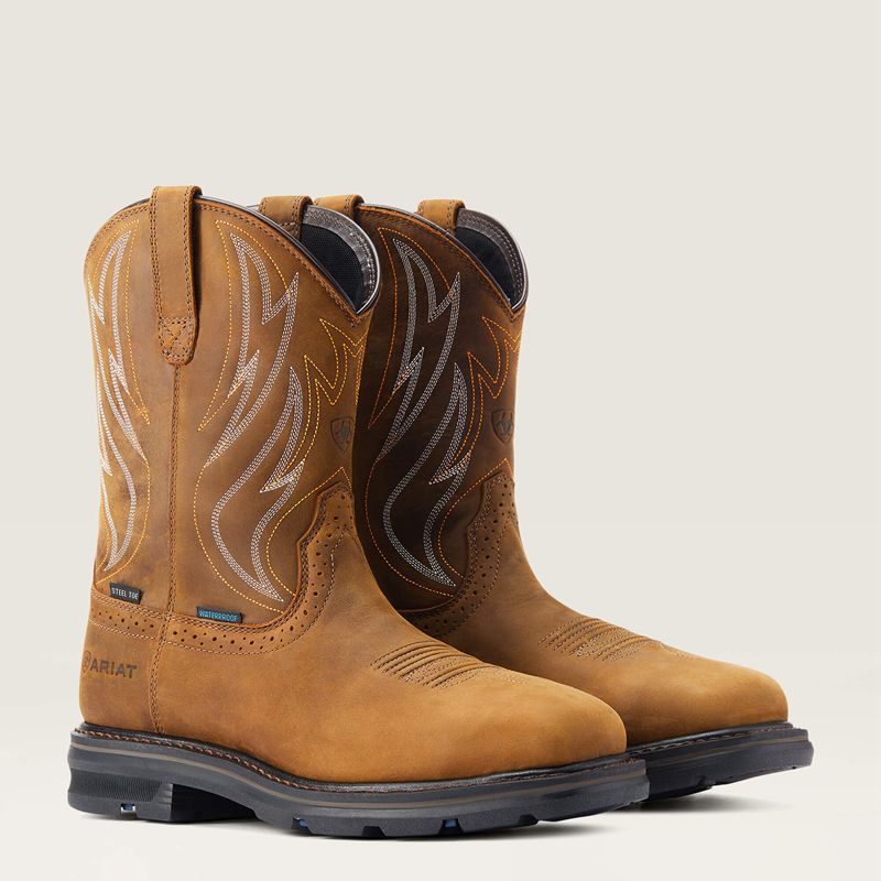 Ariat Sierra Shock Shield Waterproof Steel Toe Work Boot Brązowe Polska | IFPKWN-947