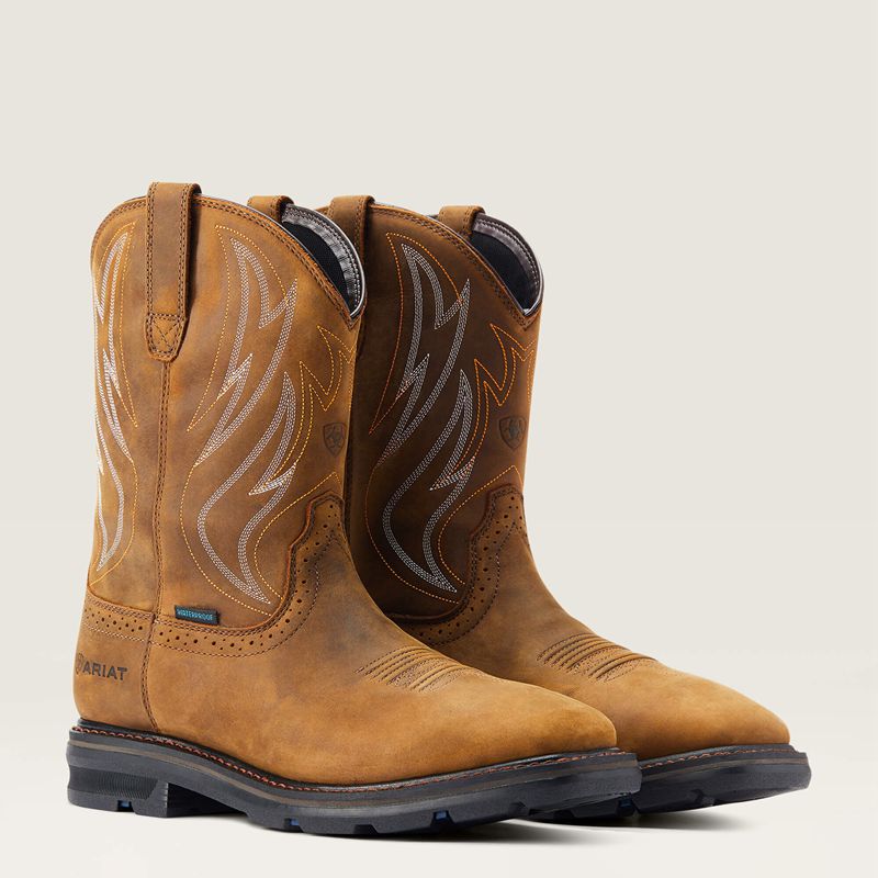 Ariat Sierra Shock Shield Waterproof Work Boot Brązowe Polska | TFGWYU-183