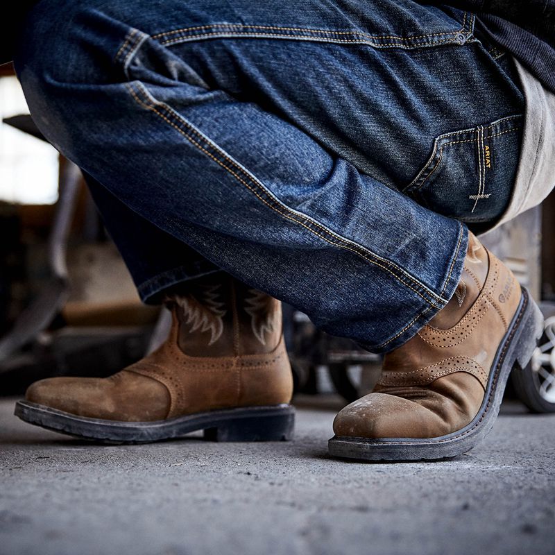 Ariat Sierra Wide Square Toe Steel Toe Work Boot Aged Bark Polska | LNGQHK-975