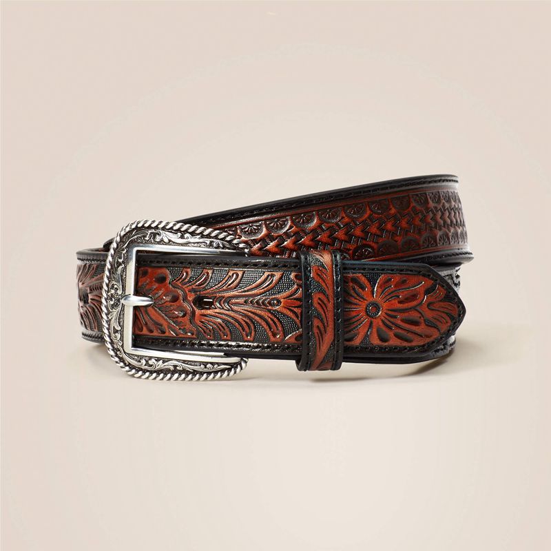 Ariat Silas Belt Black/Tan Polska | AQZCFX-370