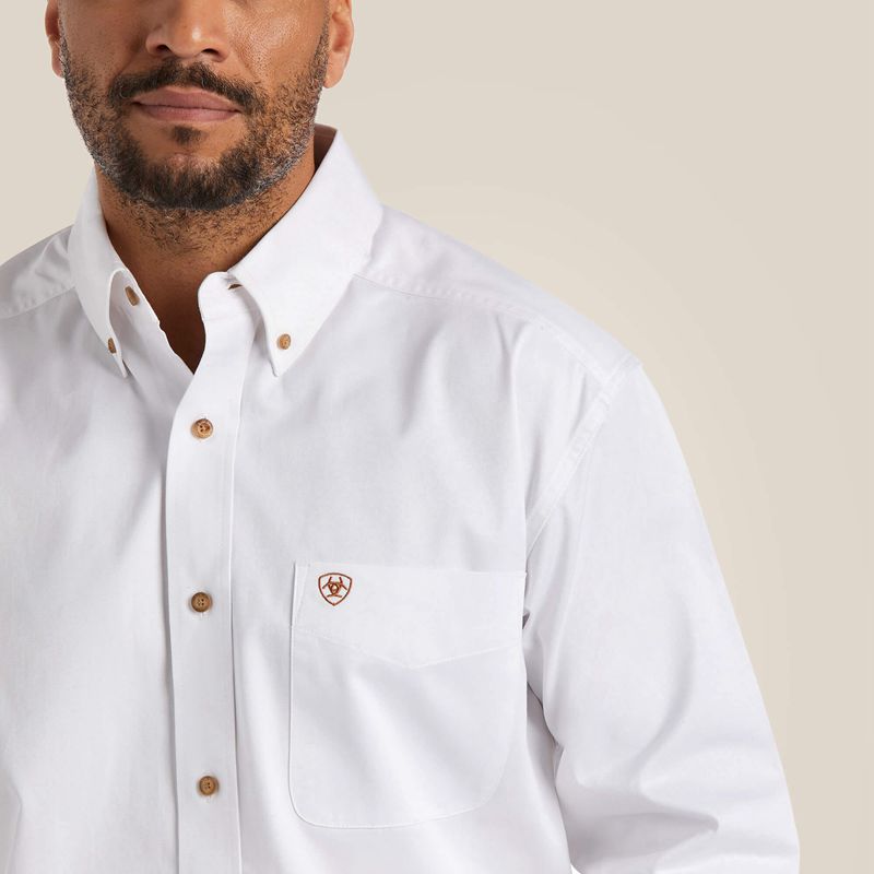 Ariat Solid Twill Classic Fit Shirt Białe Polska | ARKIZE-670