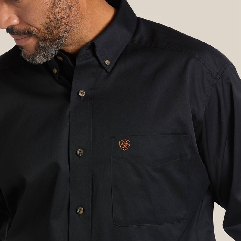 Ariat Solid Twill Classic Fit Shirt Czarne Polska | ZVIRHS-046