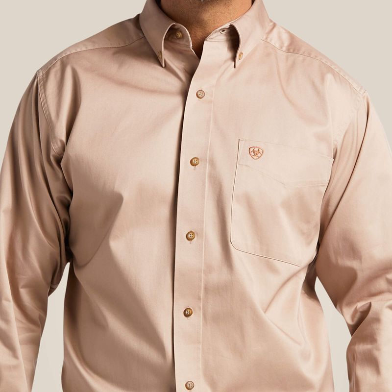 Ariat Solid Twill Classic Fit Shirt Khaki Polska | GNVSKR-081