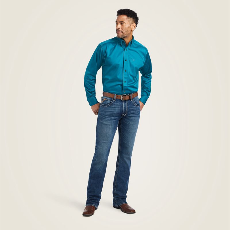 Ariat Solid Twill Classic Fit Shirt Ocean Depths Polska | HZBSCL-409