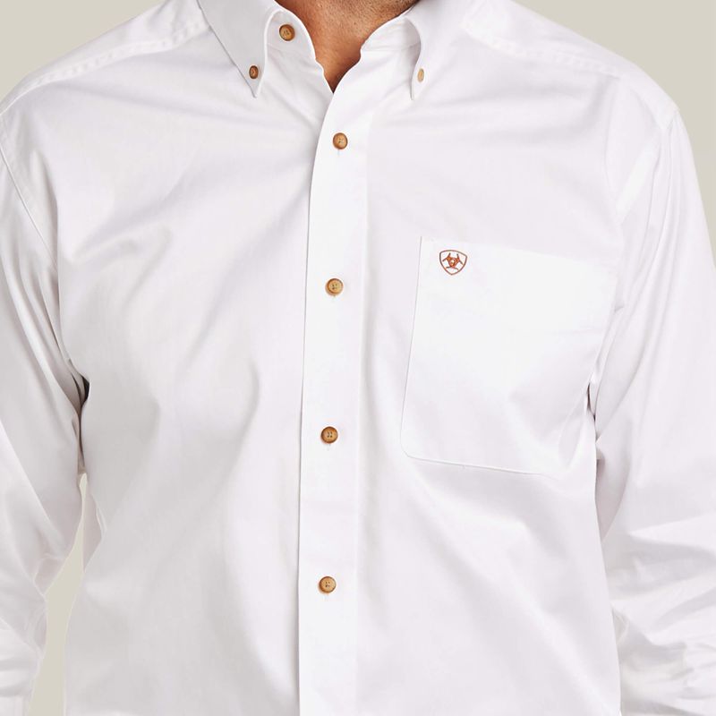 Ariat Solid Twill Fitted Shirt Białe Polska | SXUFRY-914