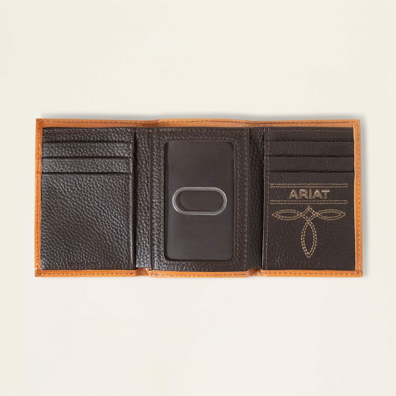 Ariat Southwest Emboss Trifold Wallet Brązowe Polska | UKYMFW-372