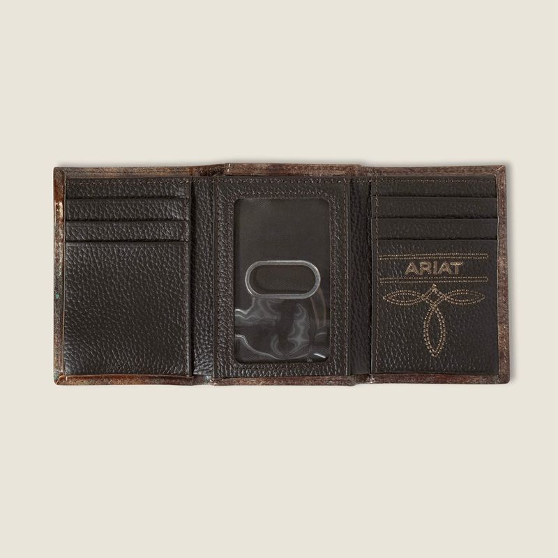 Ariat Southwest Outline Trifold Wallet Brązowe Polska | NHOUMI-094