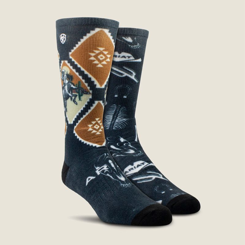 Ariat Southwest Rider Crew Sock 2 Pair Pack Multi Polska | GHYVDR-398