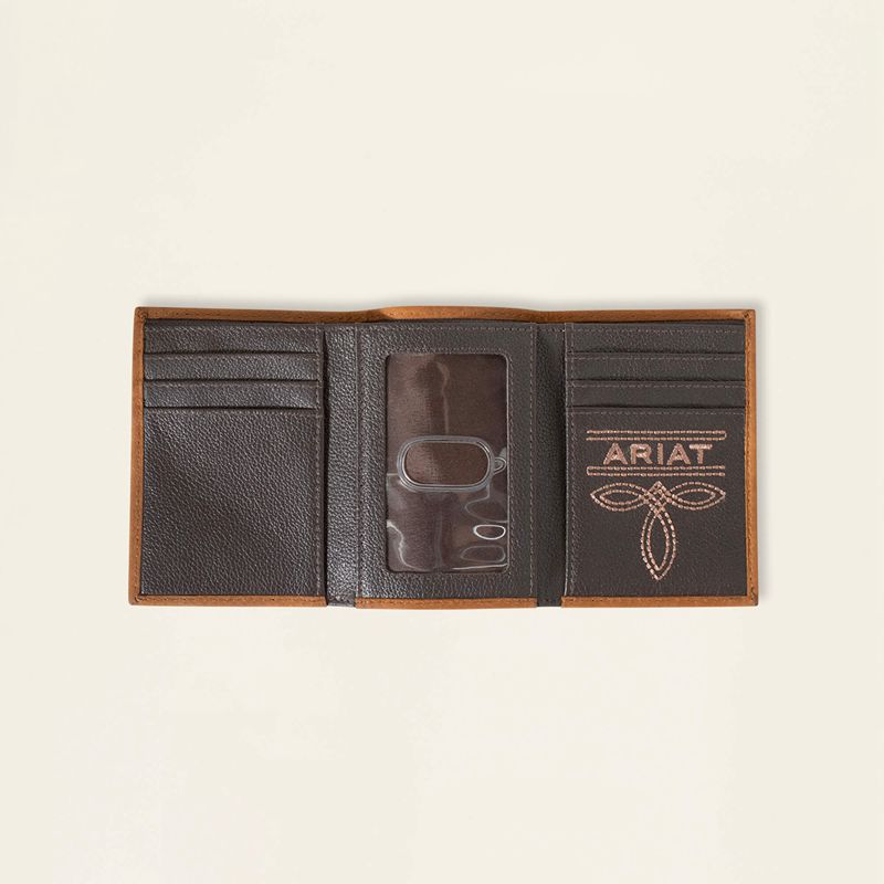 Ariat Southwest Trifold Wallet Czarne Polska | RSFWHT-496