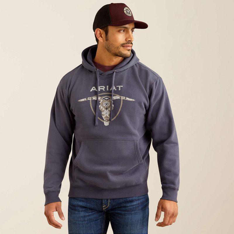 Ariat Southwestern Longhorn Hoodie Szare Polska | HJAPIV-486