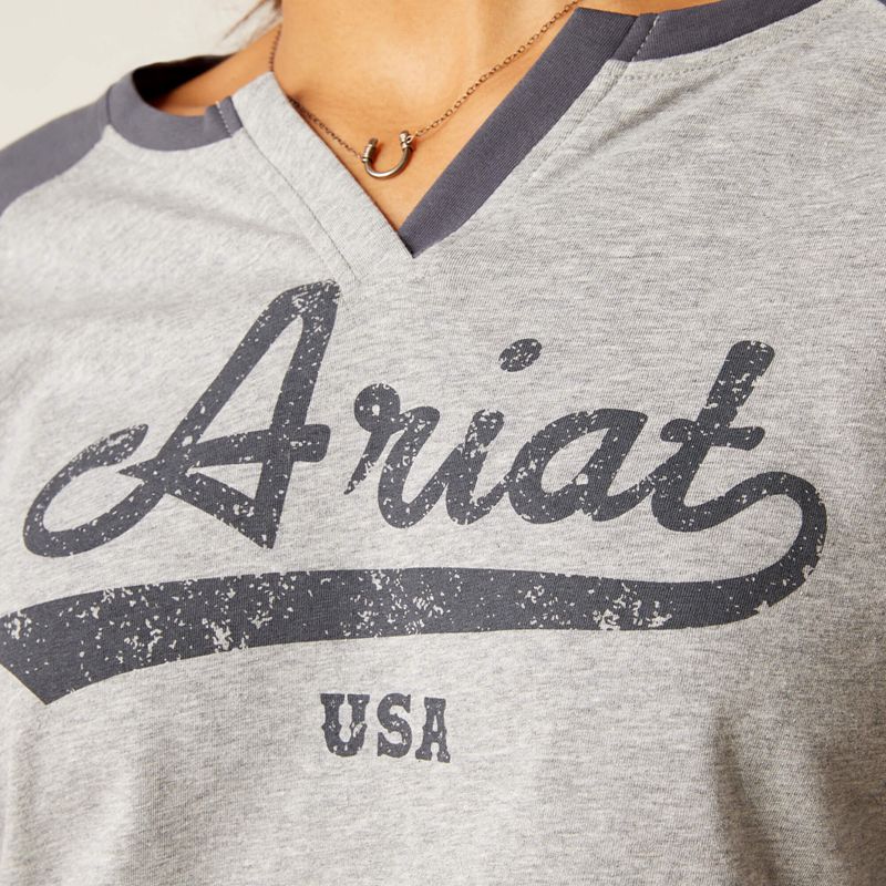 Ariat Split Neck Szare Polska | SPCDXL-204