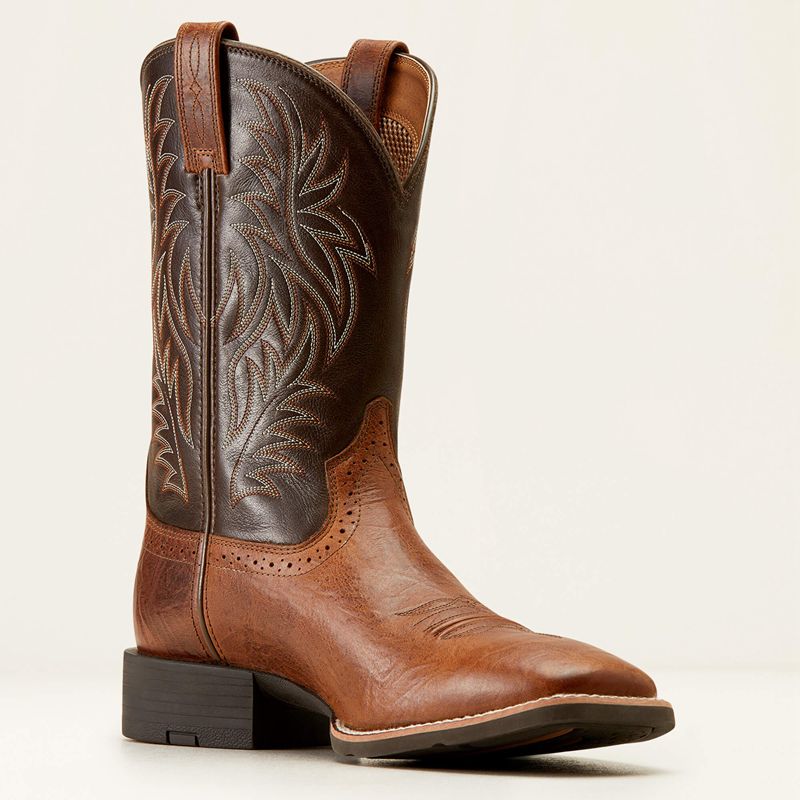 Ariat Sport Wide Square Toe Cowboy Boot Brązowe Polska | HMTUIN-350