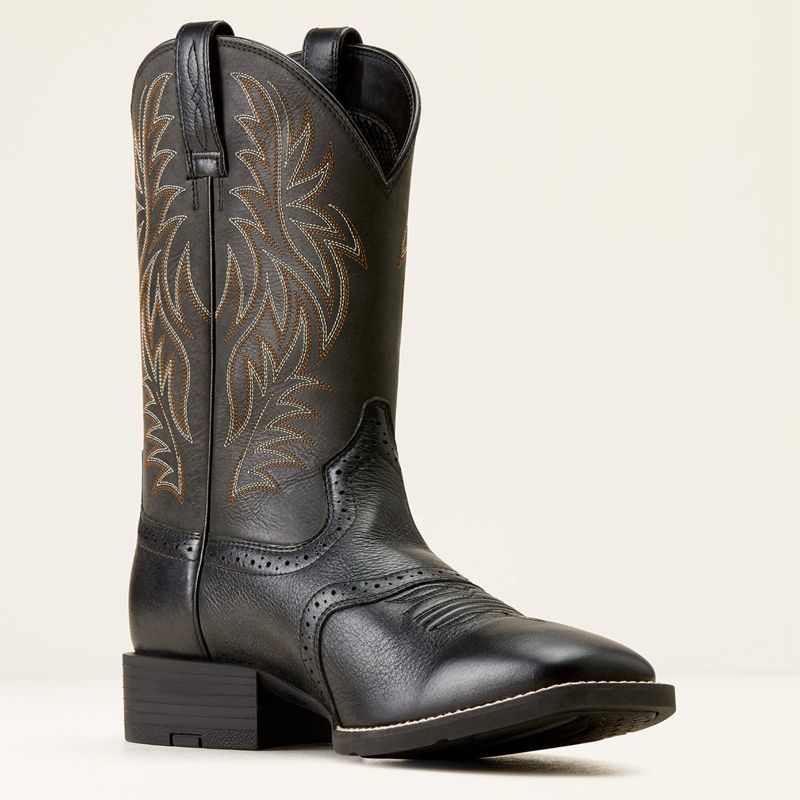 Ariat Sport Wide Square Toe Cowboy Boot Czarne Polska | NAIJZY-471