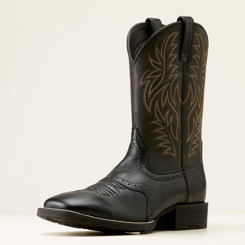 Ariat Sport Wide Square Toe Cowboy Boot Czarne Polska | NAIJZY-471