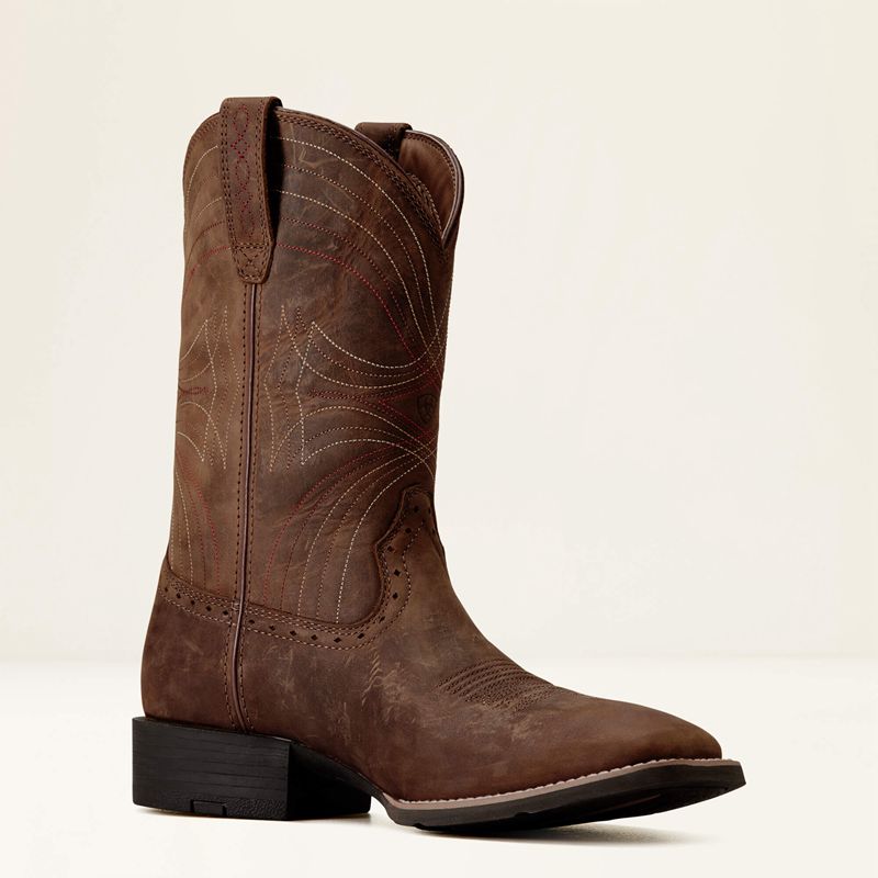 Ariat Sport Wide Square Toe Cowboy Boot Brązowe Polska | NYIBOU-608