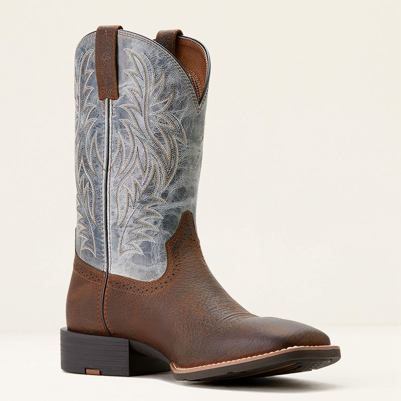 Ariat Sport Wide Square Toe Cowboy Boot Niebieskie Polska | UQHAVD-105