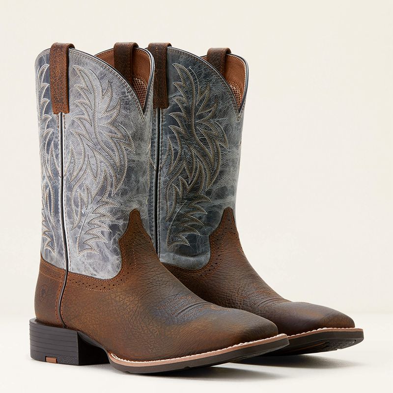 Ariat Sport Wide Square Toe Cowboy Boot Niebieskie Polska | UQHAVD-105