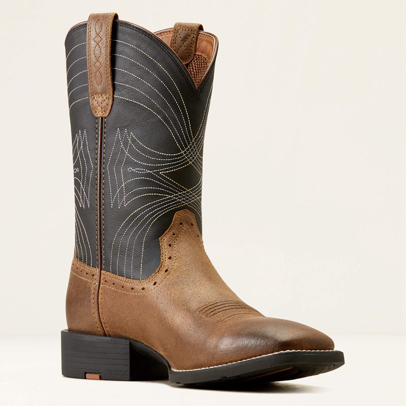 Ariat Sport Wide Square Toe Cowboy Boot Czarne Polska | ZGYJAH-831