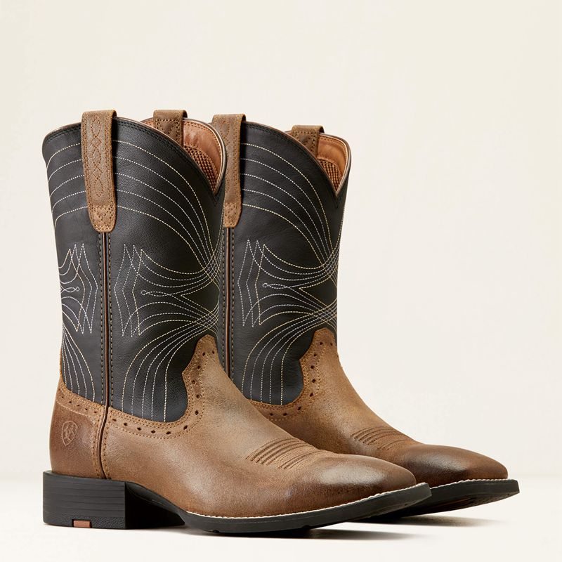 Ariat Sport Wide Square Toe Cowboy Boot Czarne Polska | ZGYJAH-831