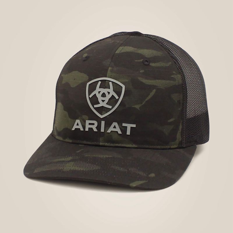 Ariat Stacked Logo Cap Czarne Camo Polska | DLQAOS-549