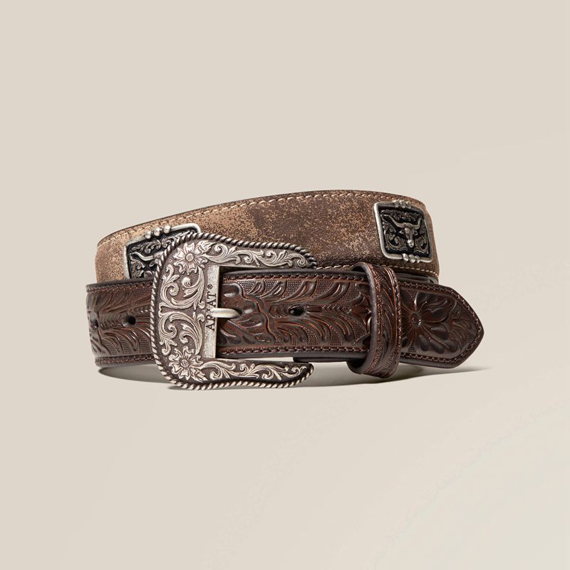 Ariat Steer Head Concho Belt Brązowe Polska | BORTWI-496