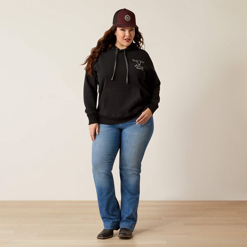 Ariat Steer Stitch Hoodie Czarne Polska | VCEAZU-620