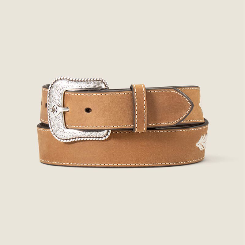 Ariat Stitched W/Conchos Belt Brązowe Polska | OBDAFZ-279