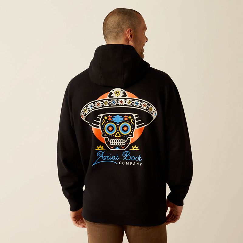 Ariat Sugar Skull Hoodie Czarne Polska | AQDFJL-786