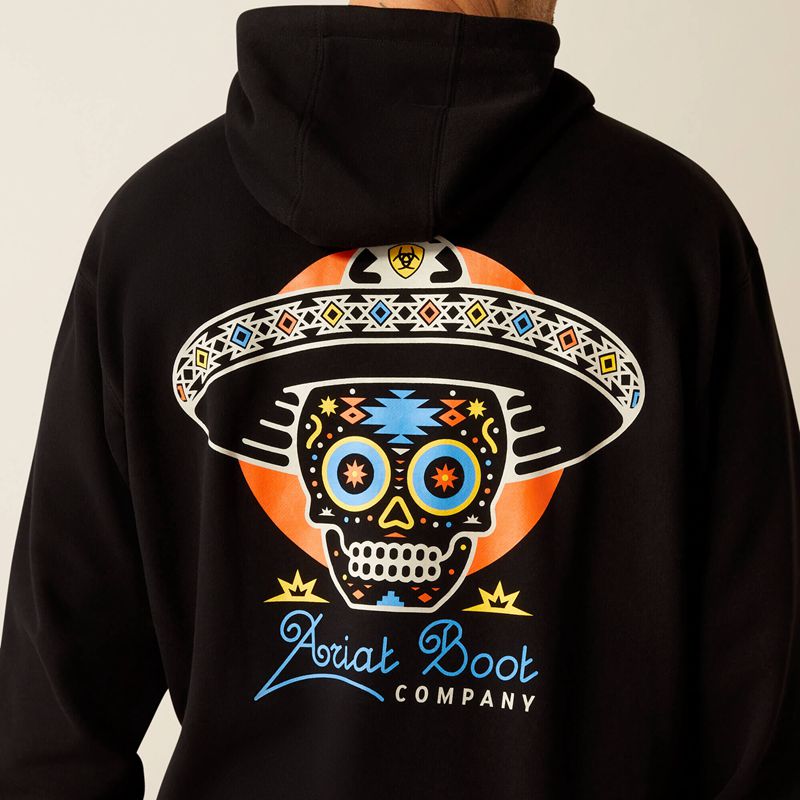 Ariat Sugar Skull Hoodie Czarne Polska | AQDFJL-786